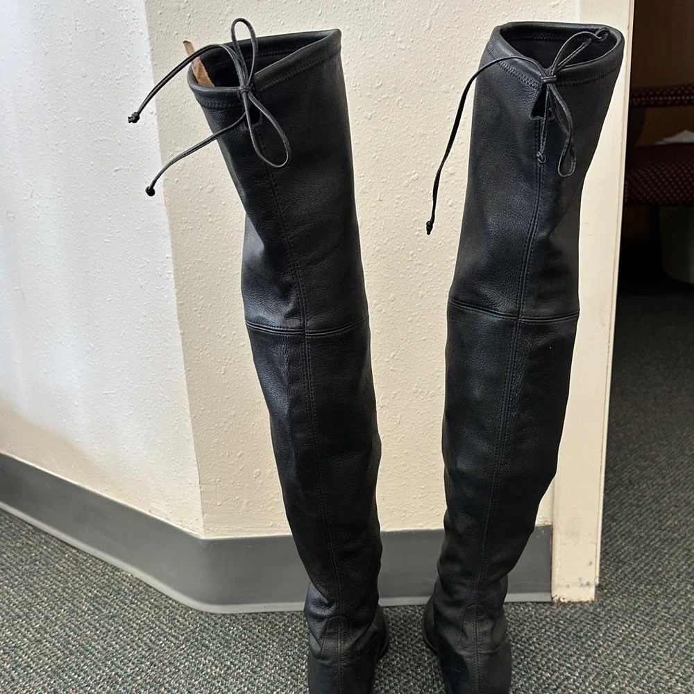 Stuart Weitzman Black Over-the-Knee Leather Boots